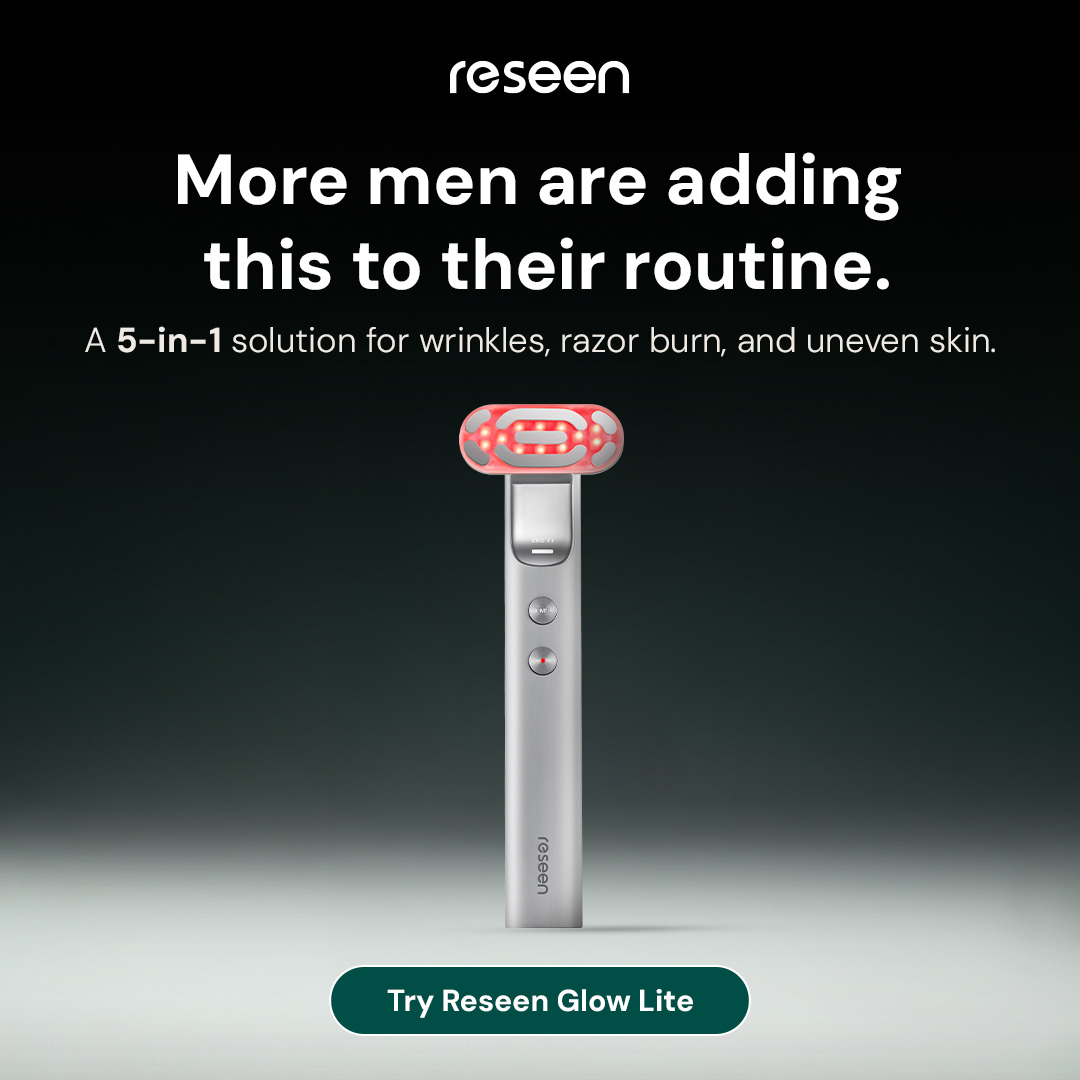 Beauty tech lifestyle ad — model using product in natural setting