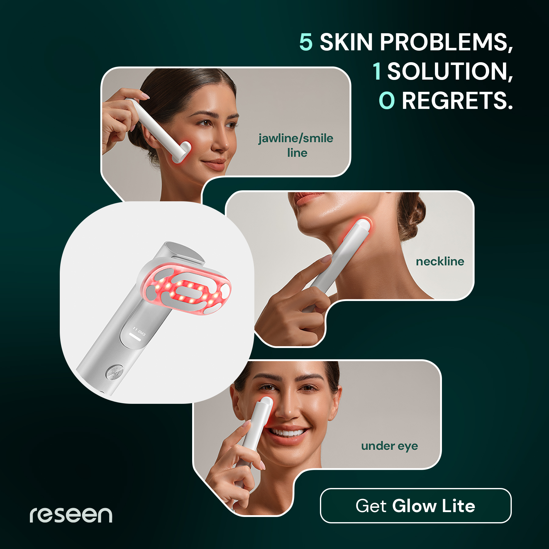 Beauty tech carousel ad creative — multi-frame product showcase